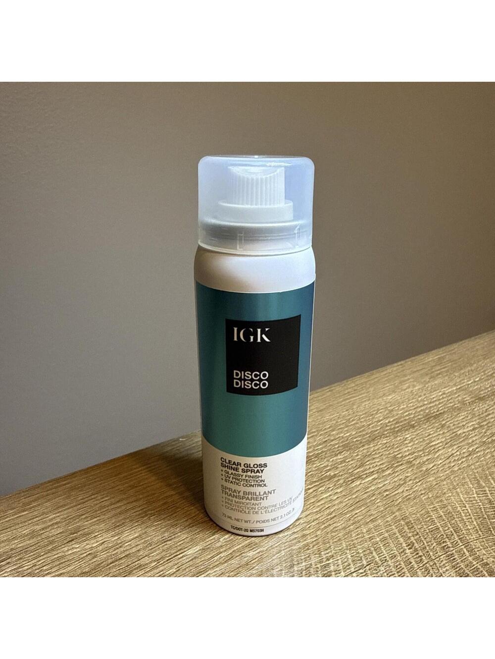 IGK Disco Disco Clear Gloss Shine Spray 2.1 Oz 73 mL Travel Size UV Protection